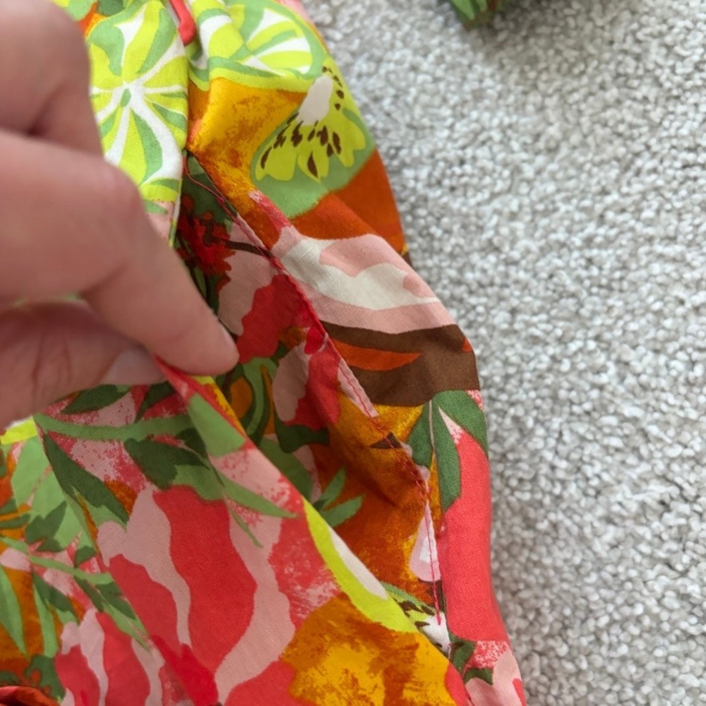 Dress Forum Maxi Shirt Dress Womens M Orange Green Tropical Resortwear Vacation - Picture 8 of 10